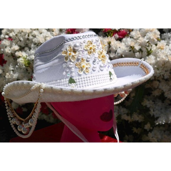 Flowers & Pearls Cowgirl Hat